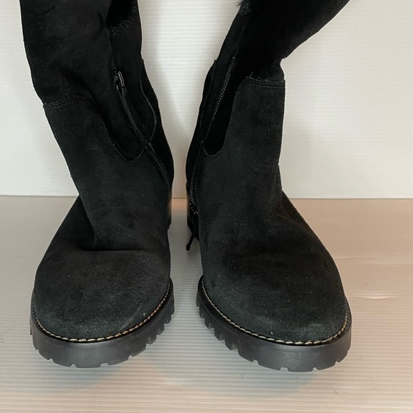 Talbots Tish Black Suede Faux Fur Insulated Boots Size 8.5 - Picture 2 of 10